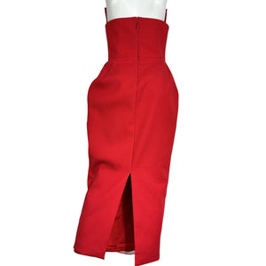 Helsa Elegant Red S Curve Bow Dress