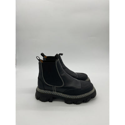 Ganni 'Cleated' Black Chelsea Booties Size 9