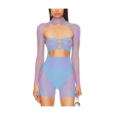 Poster Girl Sculpted Crypto Blue Bucks Top OS