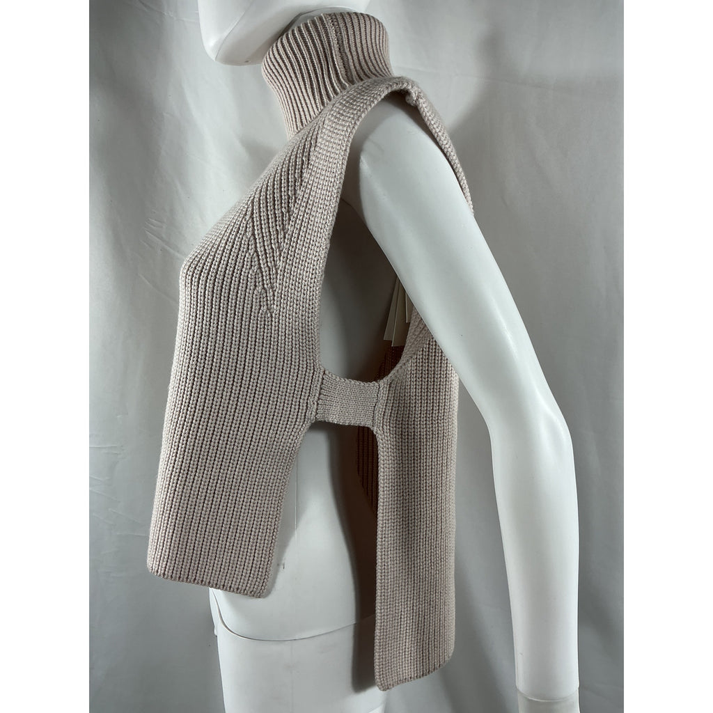 Isabel Etoile Marant 'Megan' Beige Merino Wool Cutout Ribbed Turtleneck Sweater Size 36 - NWT