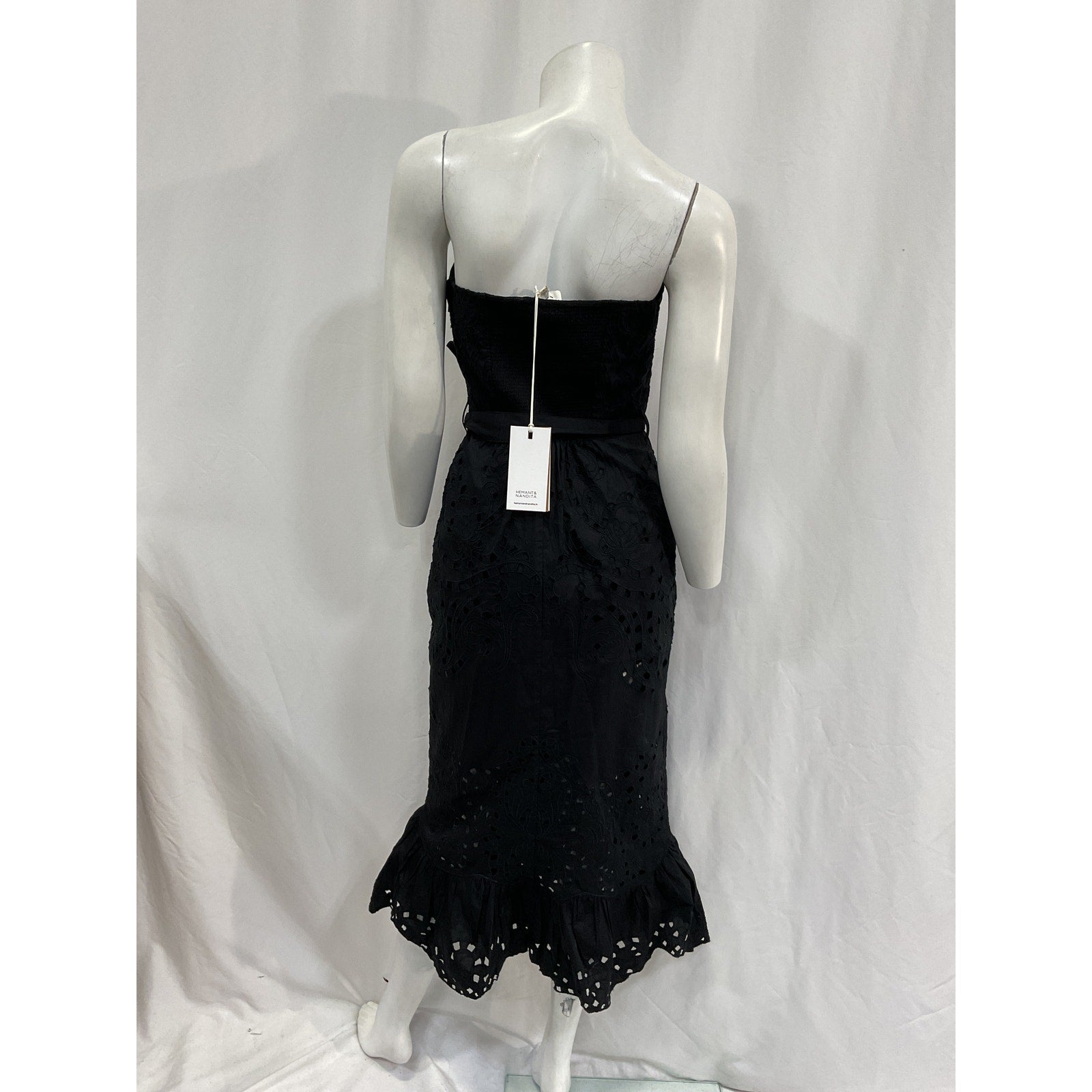 Hemant And Nandita 'Mohi' Black Cotton Midi Dress Size S - NWT