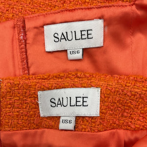 Sau Lee Textured Orange Aubrey Skirt Set Size 6