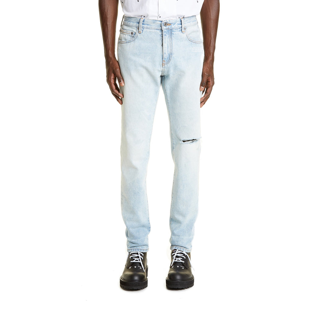 Off-White 'Distressed' Blue Skinny Denim Jean Size 30
