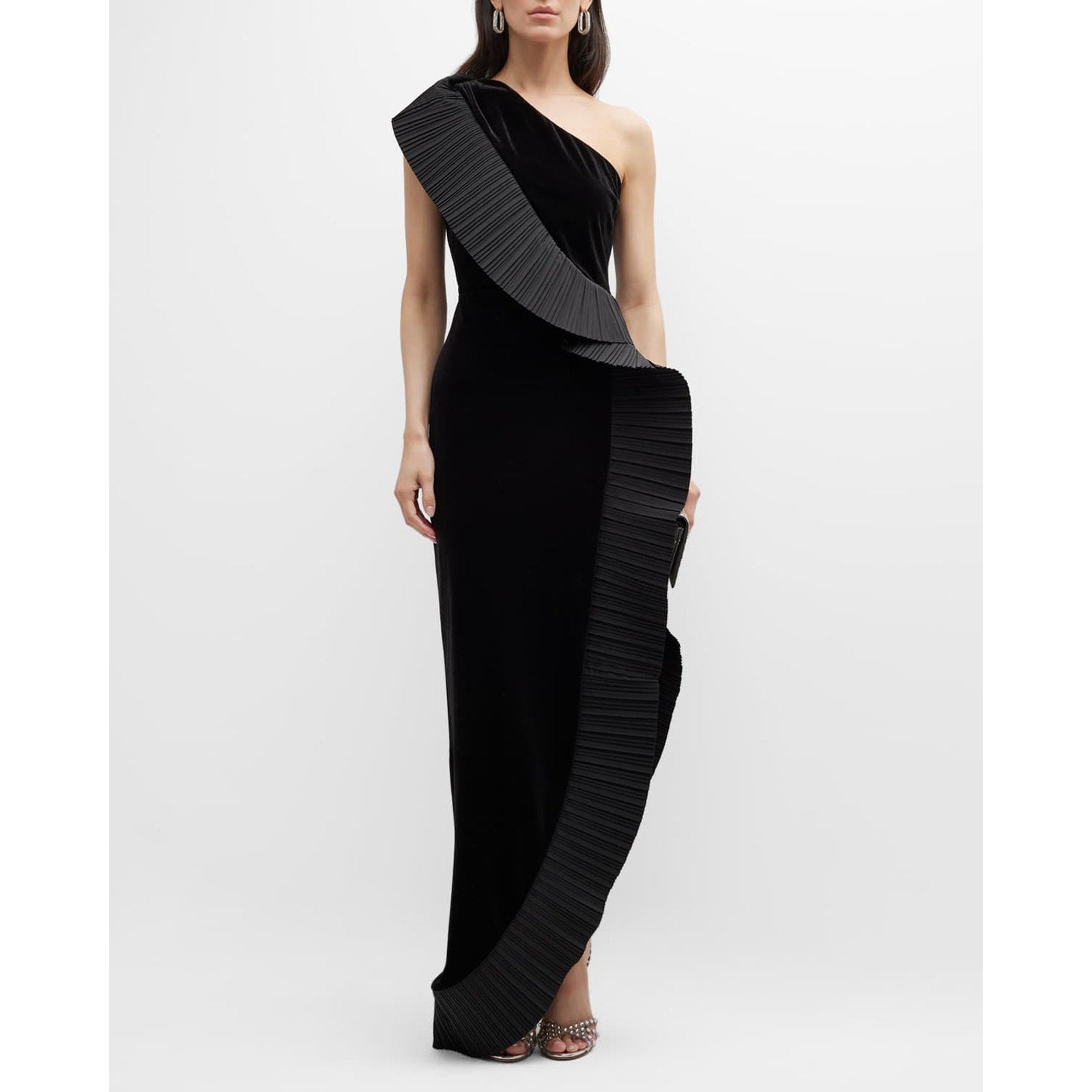Neiman Marcus Black Polyester One33 Social Excl Plt Taffeta And Velvet Dress Size 4