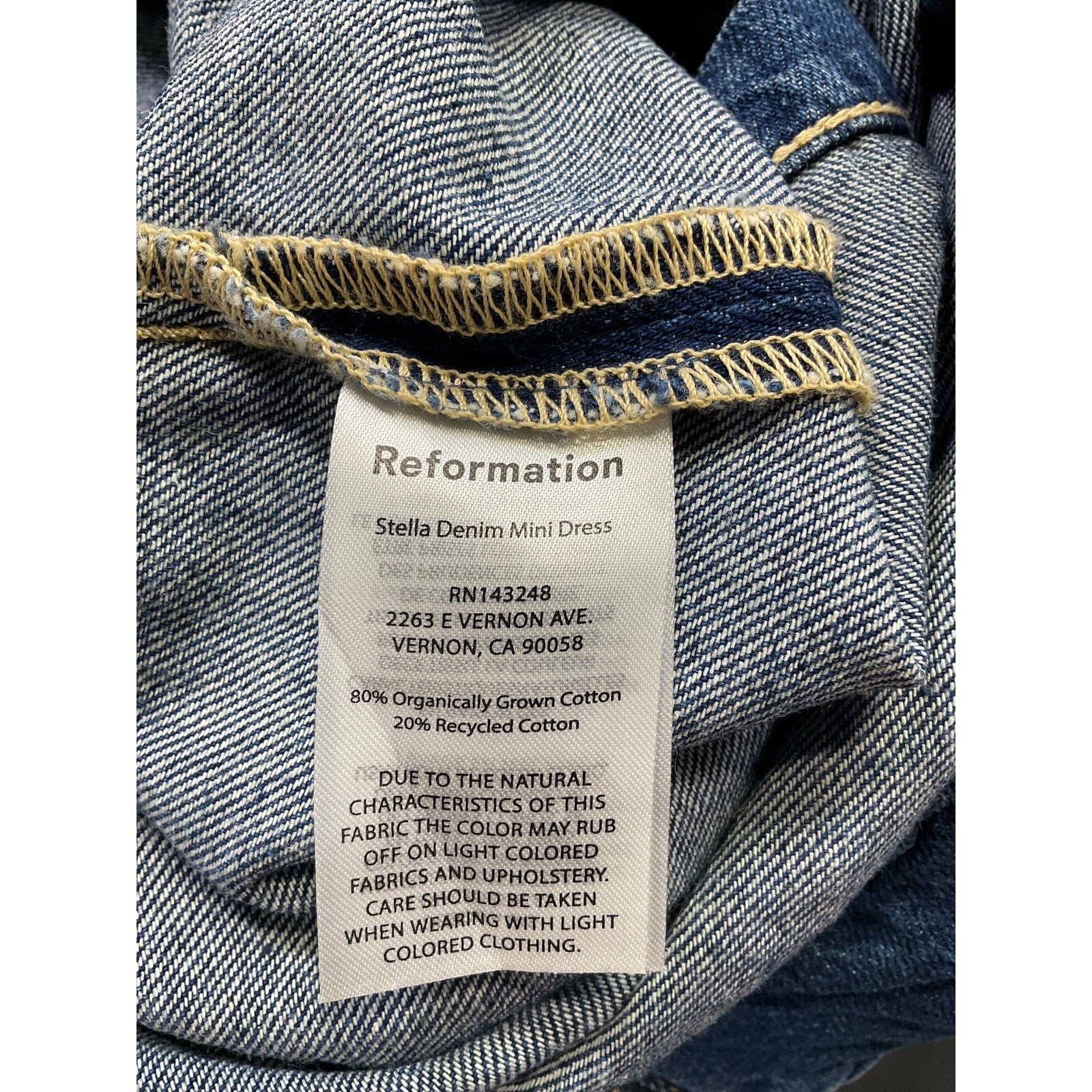 Reformation 'Stella' Blue Denim Mini Dress Size 12