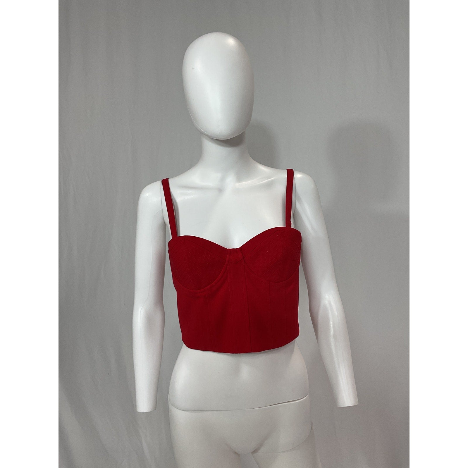 Alice + Olivia 'Adara' Red Crepe Spaghetti Strap Bustier Size 6