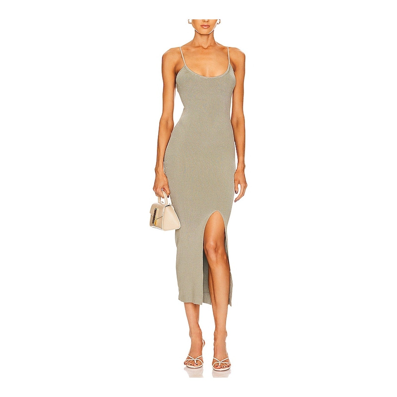 Lpa 'Karter' Green Rayon Knit Midi Dress Size S