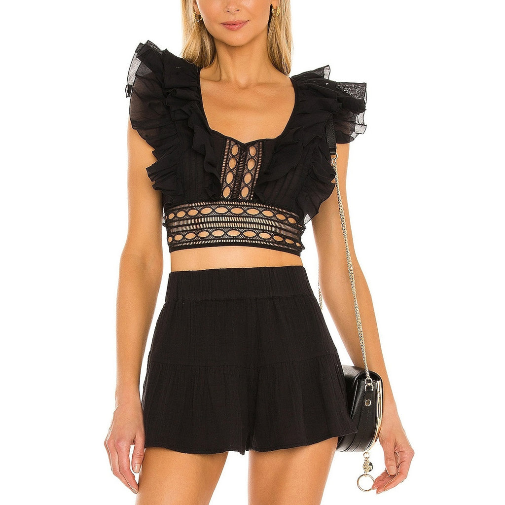 Charo Ruiz 'Veronica' Black Cotton Top Size XS