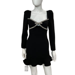 Self-Portrait Embellished Black Diamante Bow Mini Dress Size 0 NWT