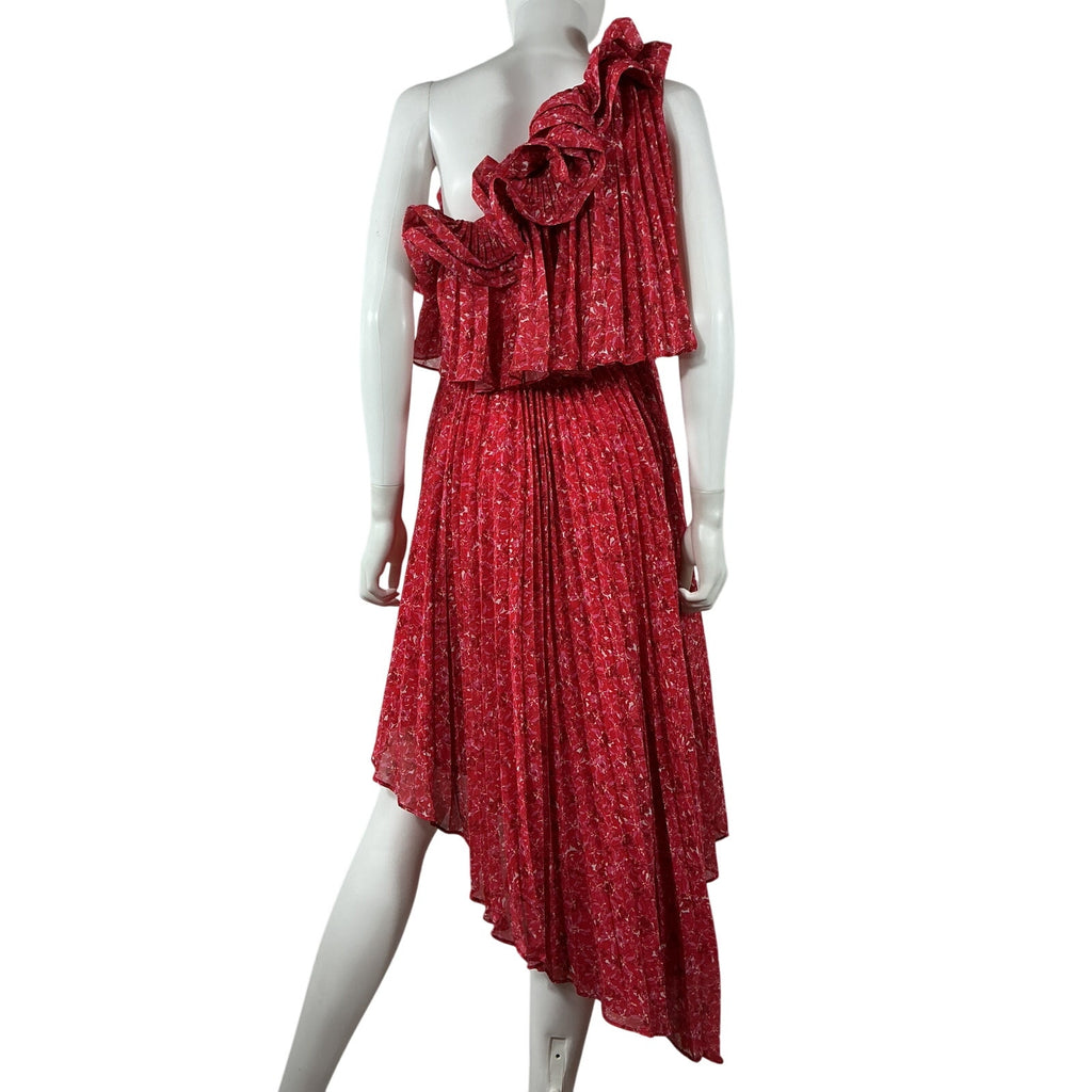 Amur Floral Print Red Polyester Long Dress Size 2