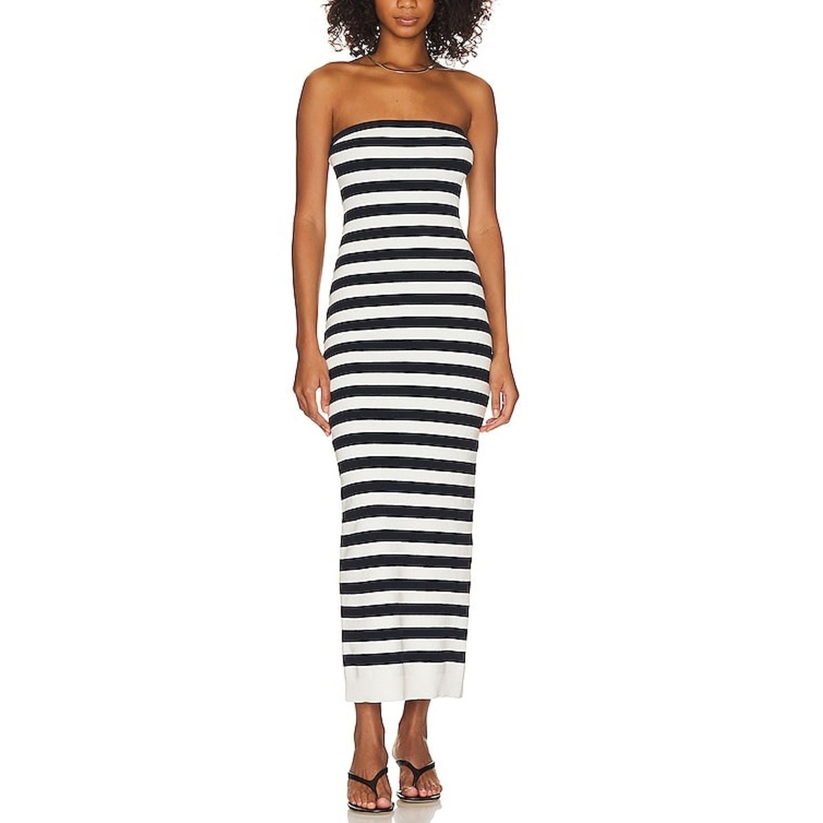 Grlfrnd Striped Black Paricia Maxi Dress Size S