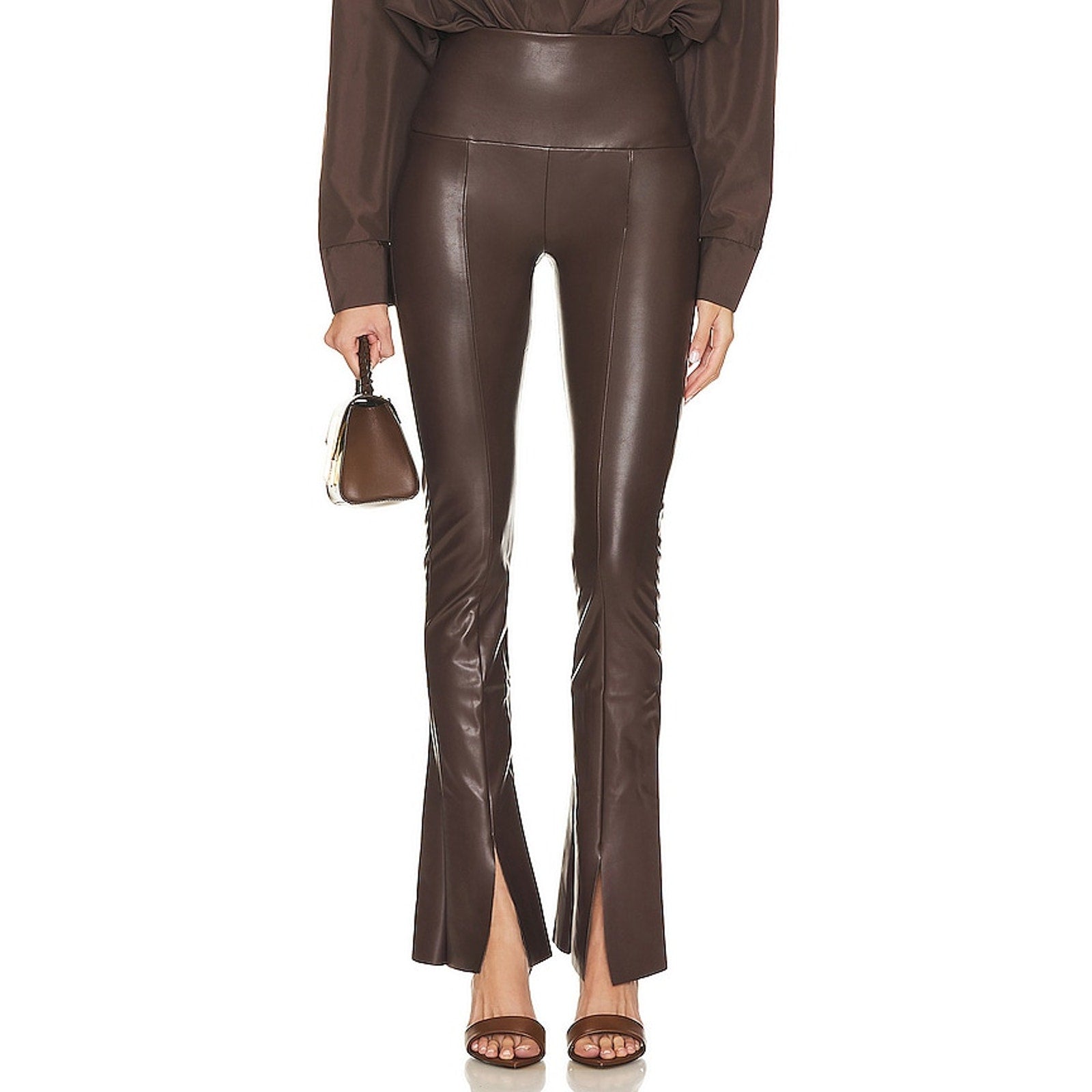Norma Kamali 'Spat' Brown Polyurethane Legging Size M
