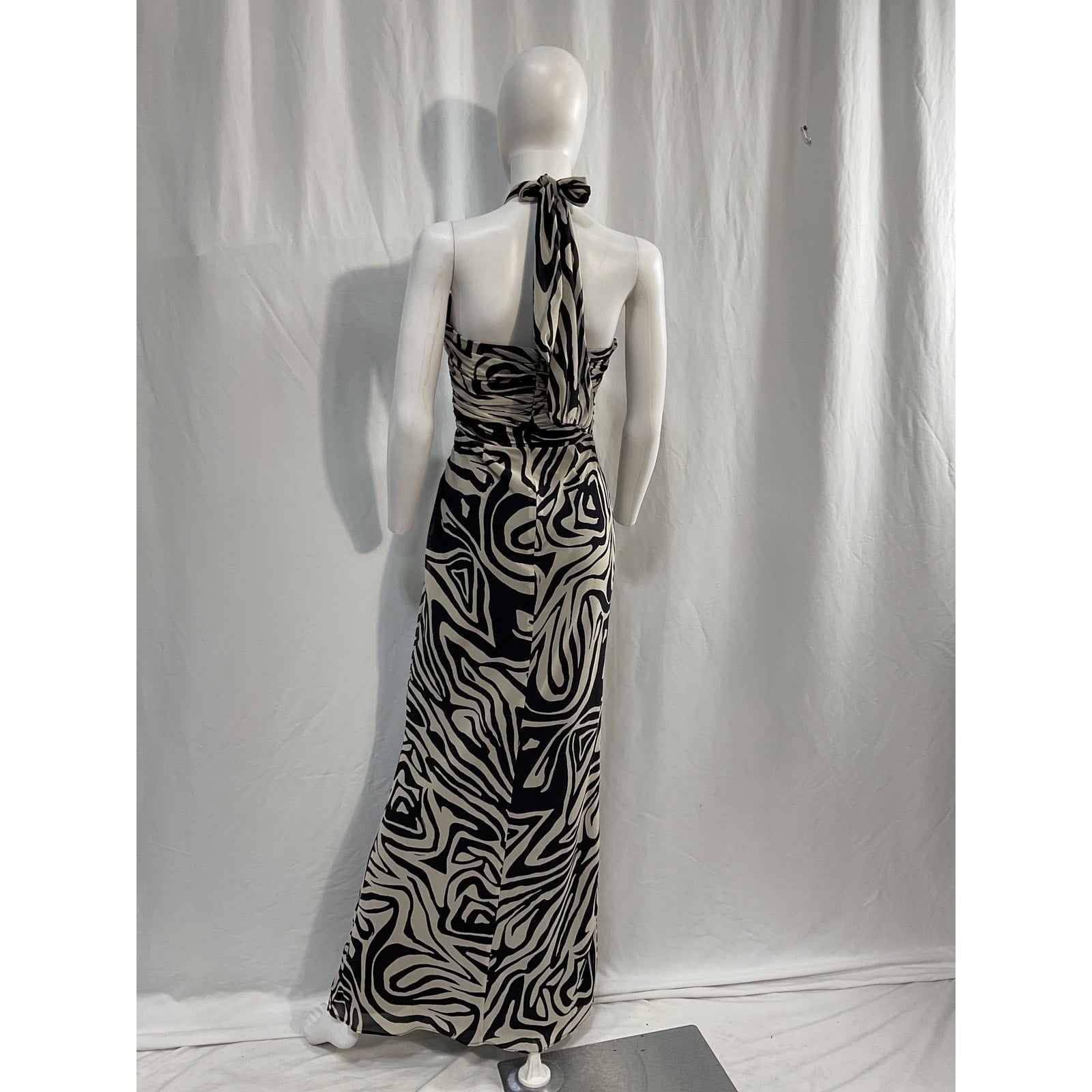 Ronny Kobo 'Lopte' White Crepe Halterneck Cut Out Dress Size M
