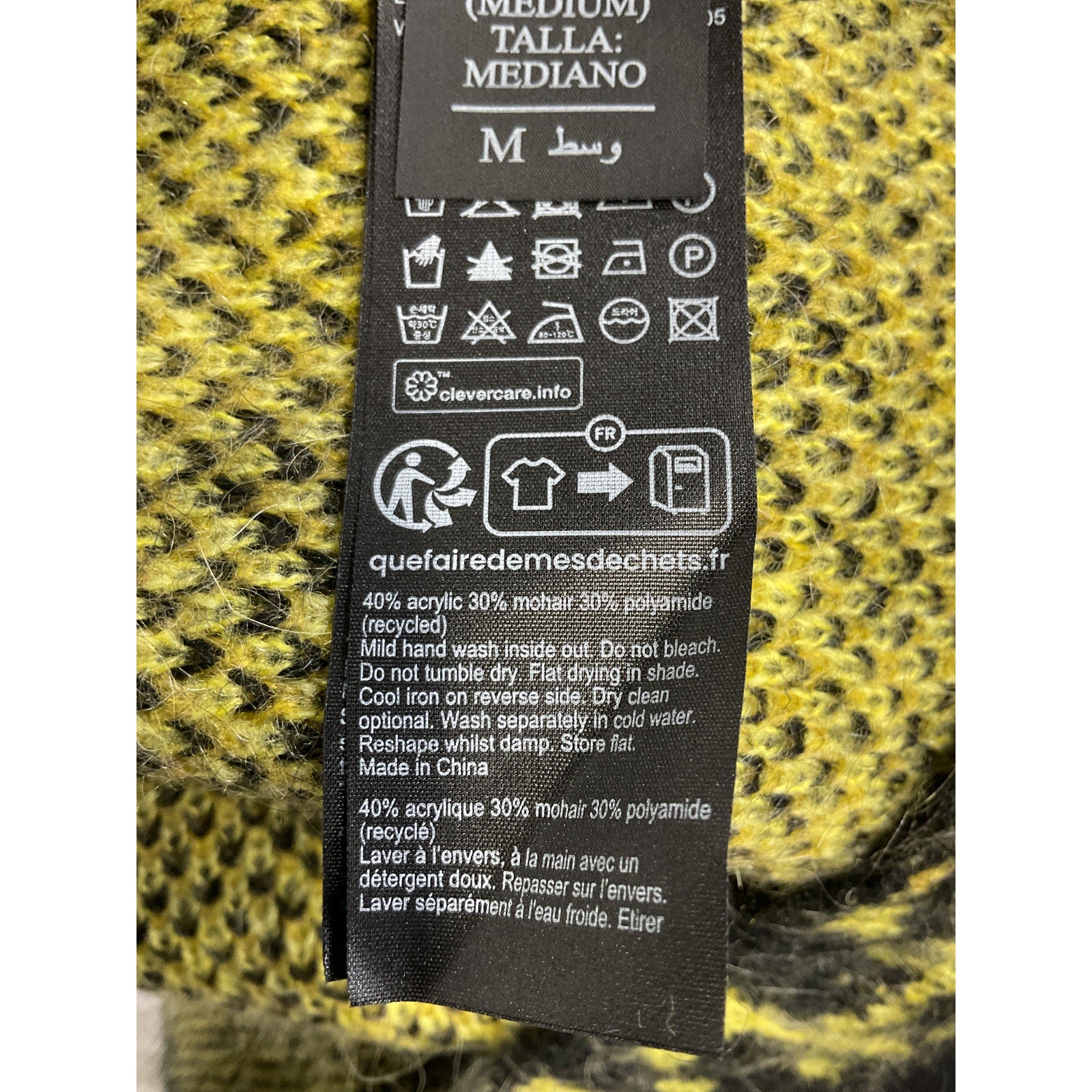 AllSaints Lex Oversized 'Leopard Print' Yellow Sweater Size M