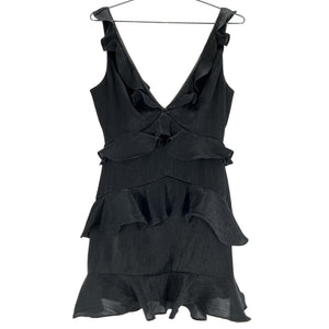 House Of Harlow 1960 Ruffled Black Eva Mini Dress Size S
