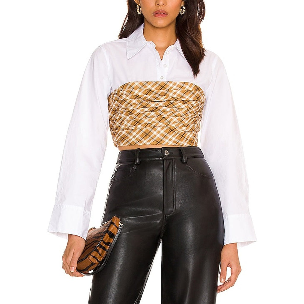 L'Academie 'Triska' White Cotton Twofer Top Size XS