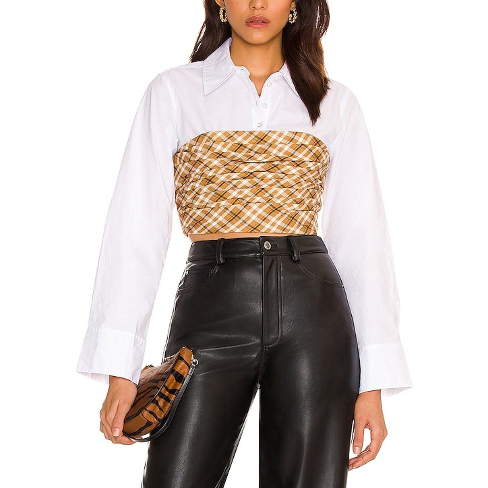 L'Academie 'Triska' White Cotton Twofer Top Size XS
