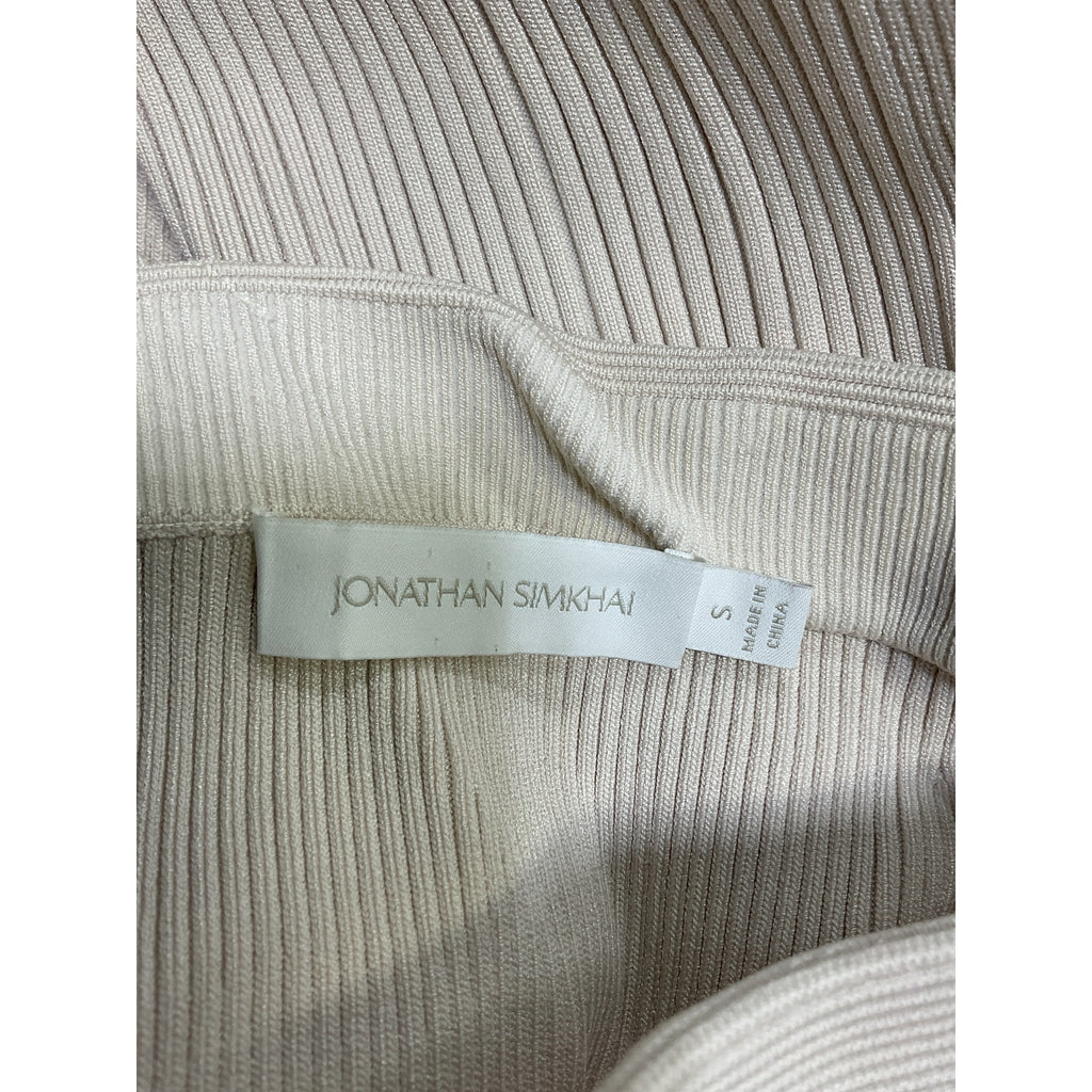 Jonathan Simkhai 'Brooklyn' Cream Rayon Compact Rib Midi Skirt Size S