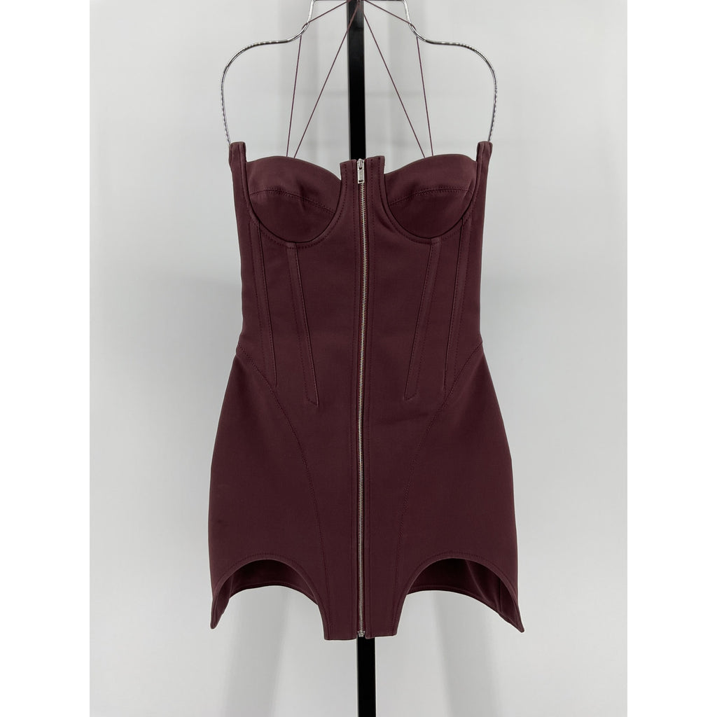 Dion Lee Double Arch Red Cotton Bustier Mini Dress Size 2
