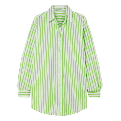 Faithfull The Brand Striped Green Vega Shirt Size XS