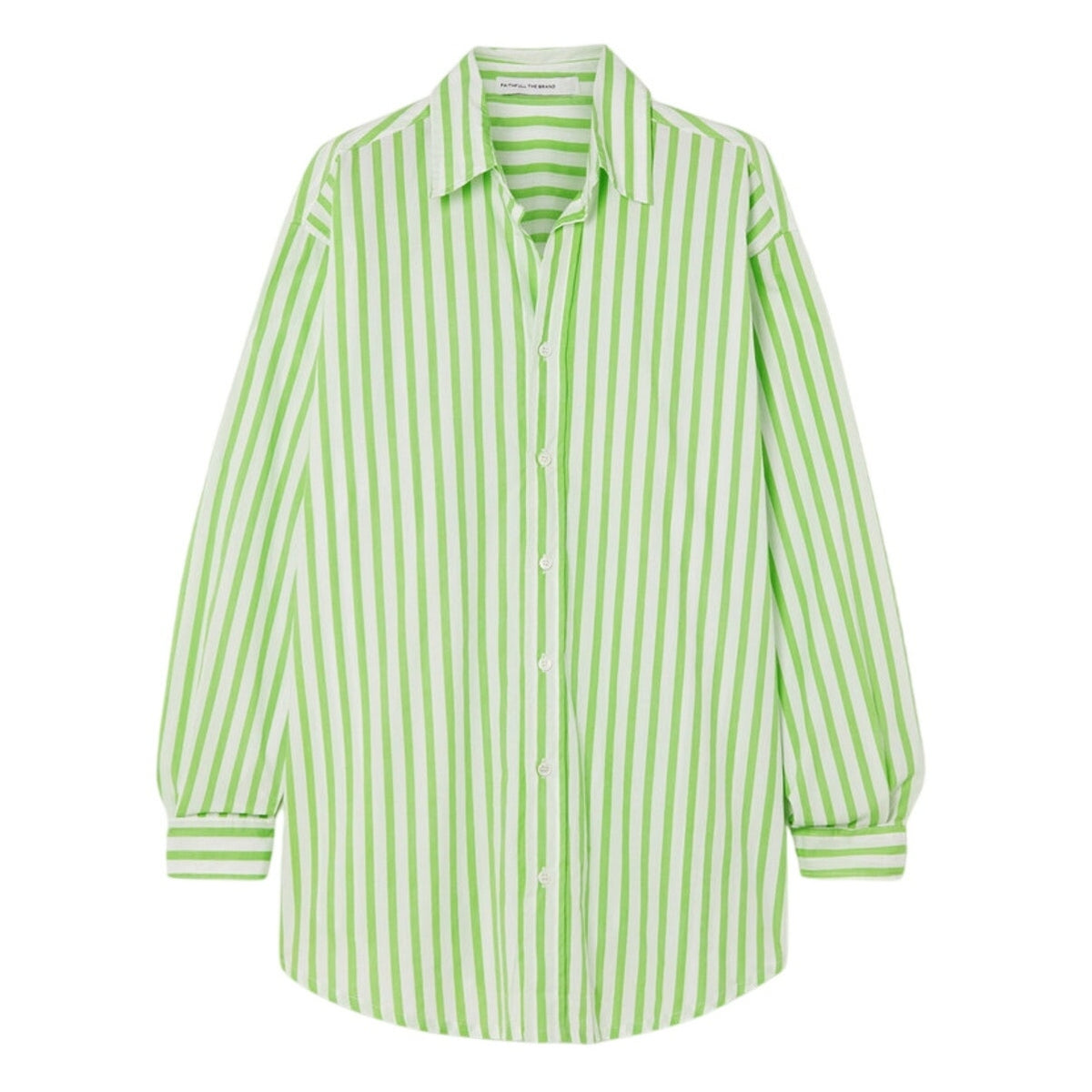 Faithfull The Brand Striped Green Vega Shirt Size XS