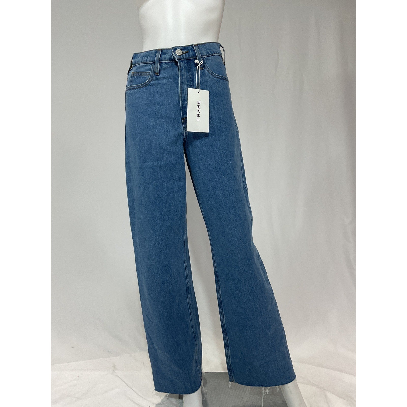 Frame Le High N Tight Blue Wide Denim Jean Size 23