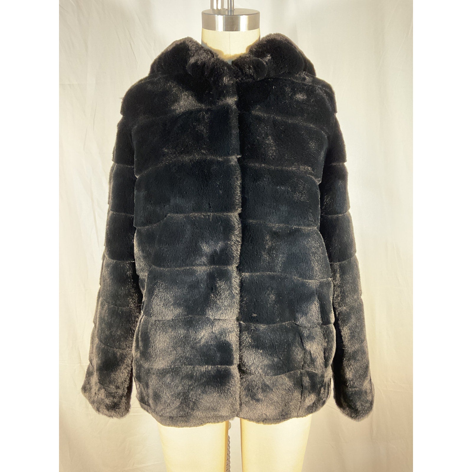 Apparis 'Goldie' Black Polyester 5 Faux Fur Jacket Size XS