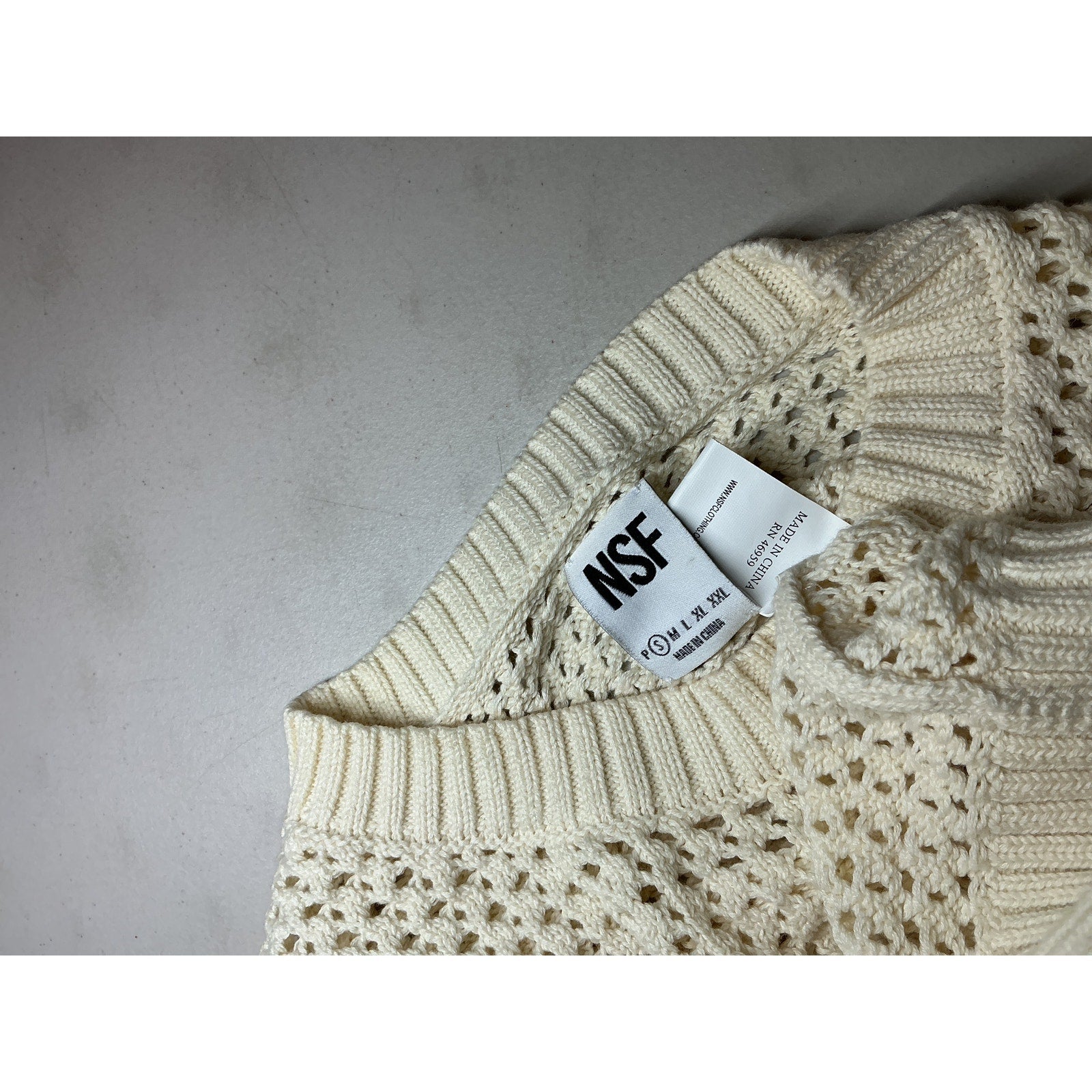 Nsf 'Blayne' Tan Crochet Cropped Sweater Size S