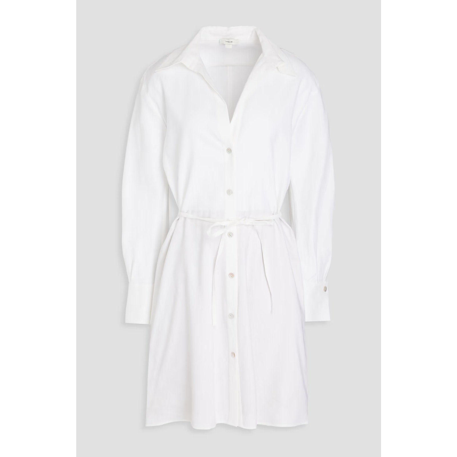 Vince Belted White Linen-Blend Mini Shirt Dress Size S - NWT