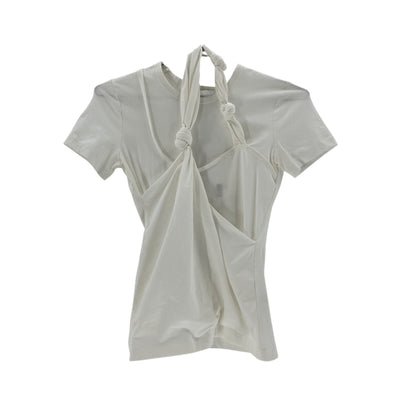 Helmut Lang 'Techno' Cream Cotton Knot T-Shirt Size S