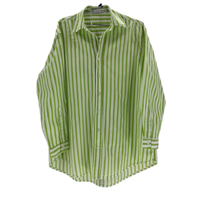Faithfull The Brand Striped Green Vega Shirt Size XS