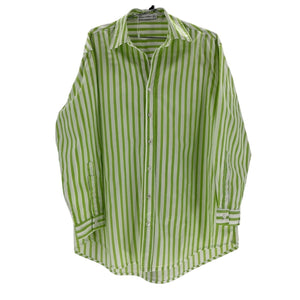 Faithfull The Brand Striped Green Vega Shirt Size XS