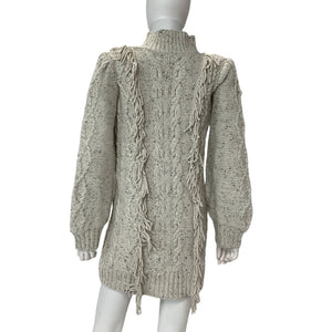 Line & Dot Fringe Ivory Daria Sweater Dress Size M