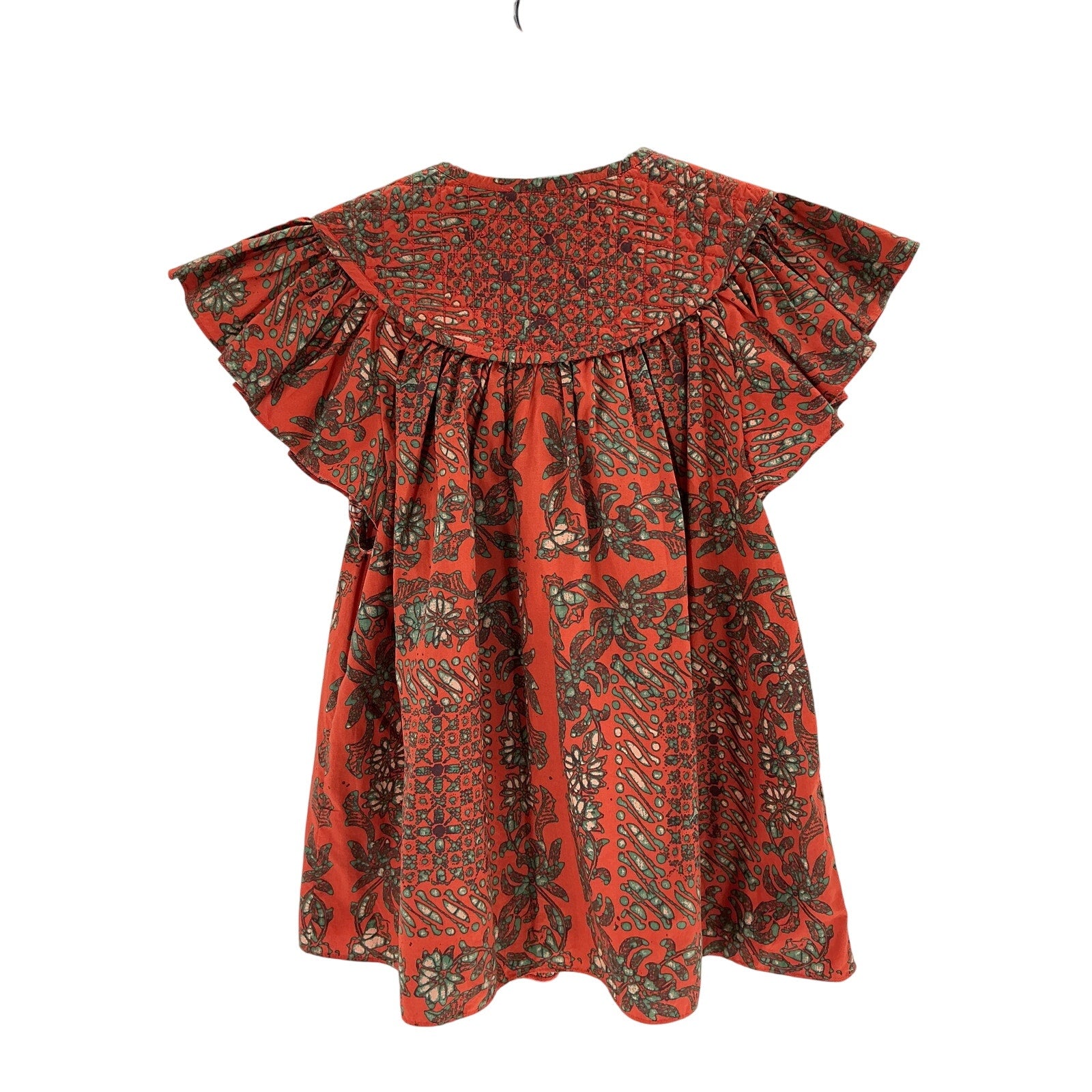 Ulla Johnson 'Kosta' Brown Cotton Ruffled Printed Top Size 0
