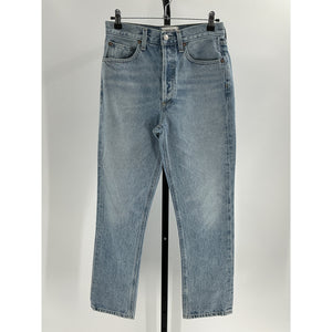 Agolde 'Riley' Blue Cotton High Rise Straight Crop Denim Jean Size 26