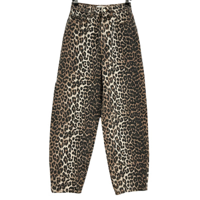 Ganni Chic Multicolor Leopard Print High Rise Tapered Denim Jeans Size 24