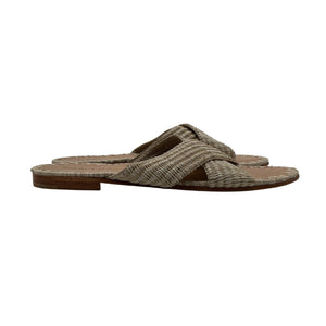 Jenni Kayne Woven Beige Raffia Crossover Sandals Size 38 EU / US 8
