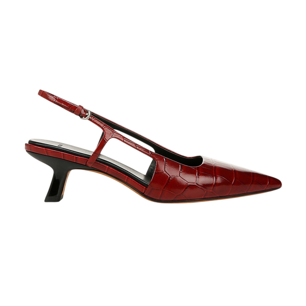 Vince Sleek Red Currant Croc Bianca Slingback Pumps Size 10