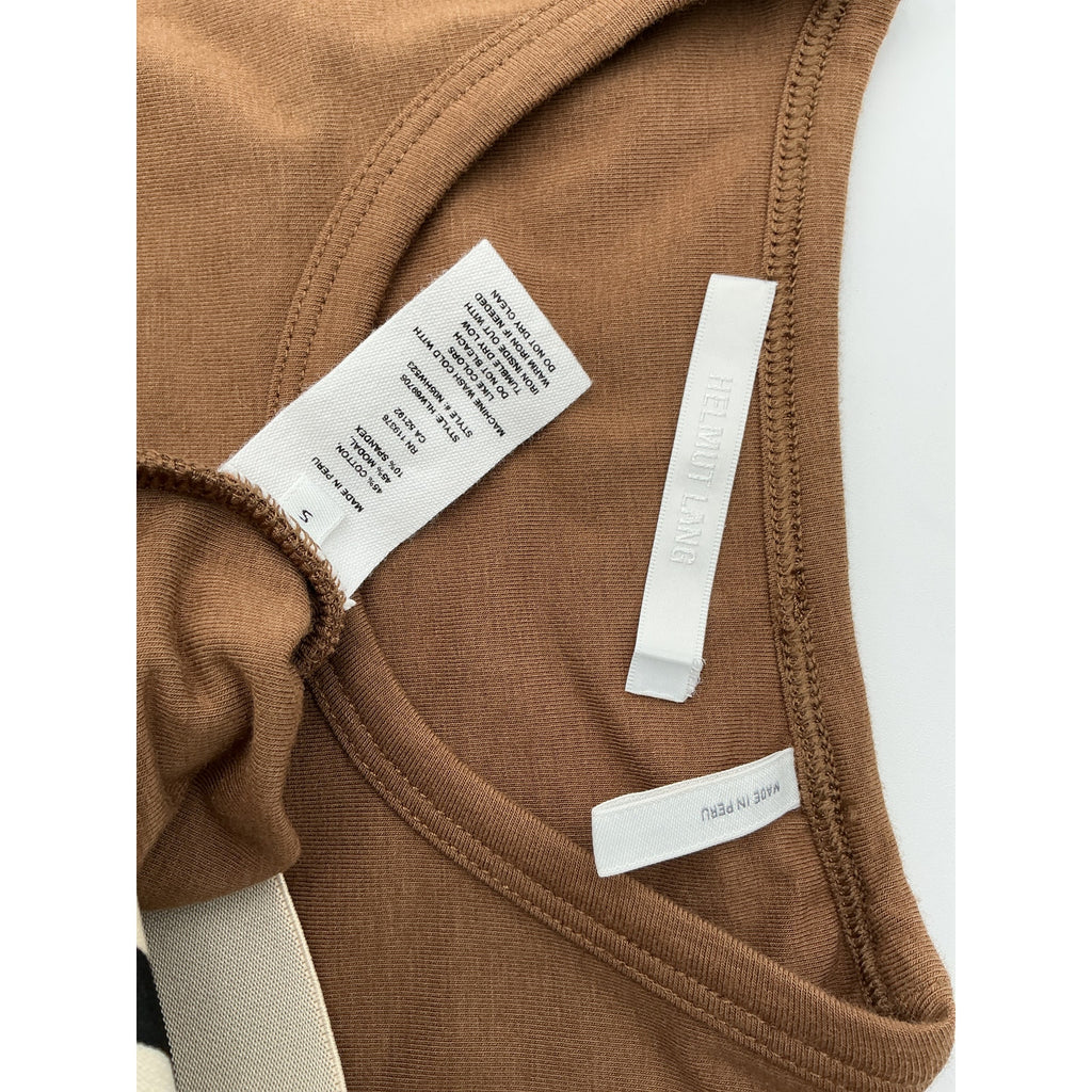 Helmut Lang Brown Cotton Cropped Tank Size S