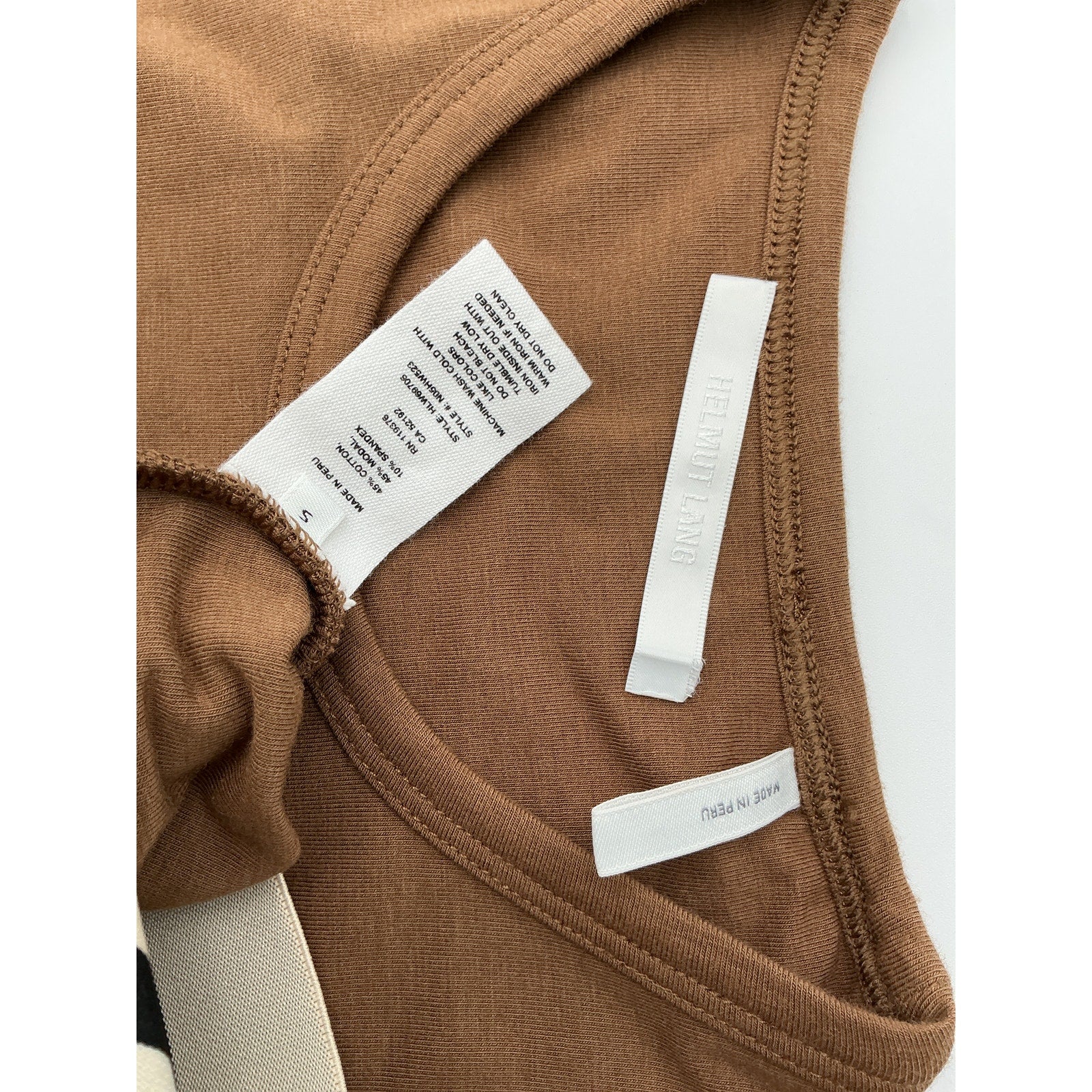 Helmut Lang Brown Cotton Cropped Tank Size S