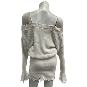 Retrofête Distressed Winter White Maude Sweater Dress Size L