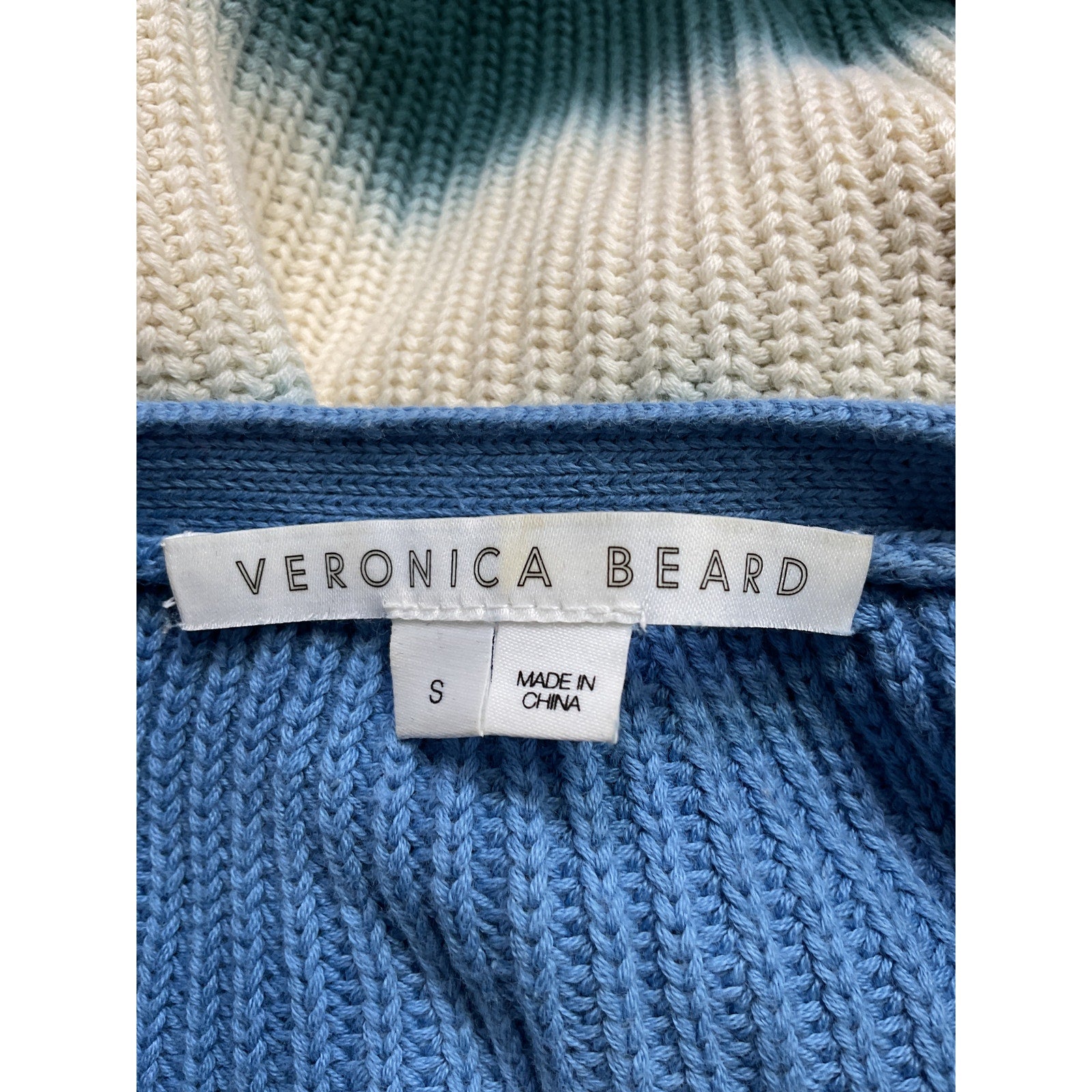Veronica Beard 'Parula' Blue Dip-Dye Puff-Sleeve V Neck Cardigan Size XS