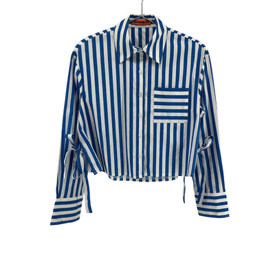 Simon Miller 'Ayre' Blue Cotton Cropped Poplin Top Size XS