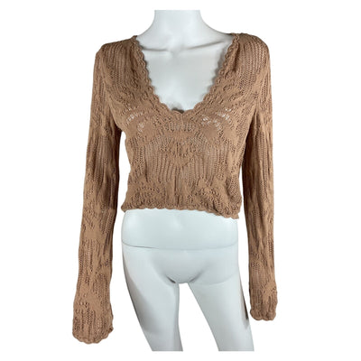 House Of Harlow 1960 Pointelle Tan Kameli Sweater Size XS