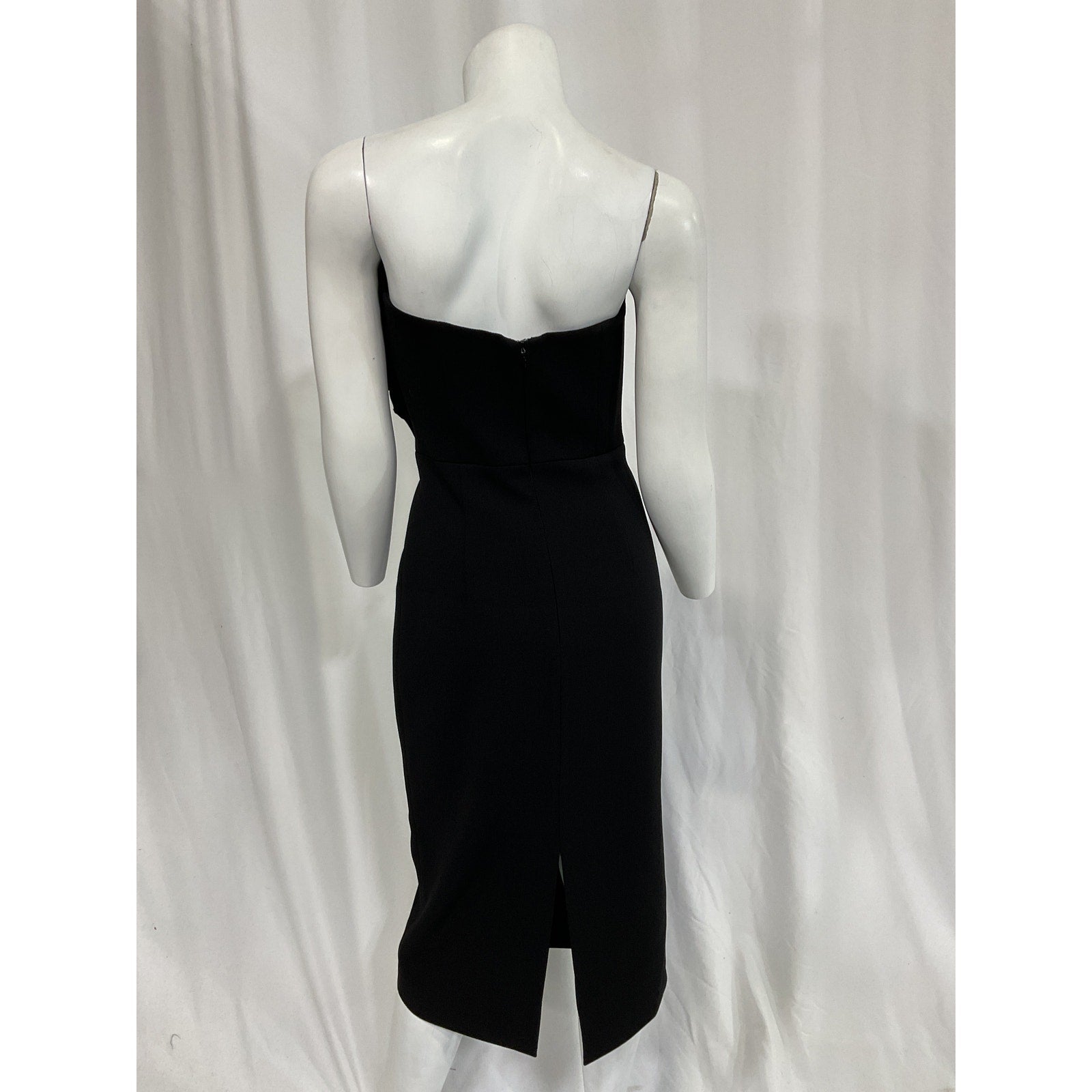Rebecca Vallance 'Katie' Black Strapless Crystal-Embellished Crepe Midi Dress Size 4