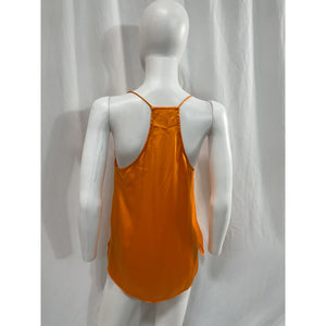 Cami Nyc 'The Racer' Orange Lace Trim Silk Camisole Top Size S
