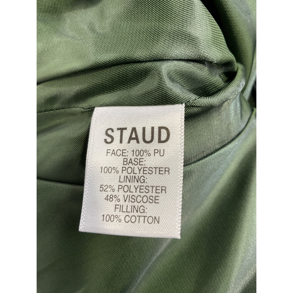 Staud 'Dice' Green Vegan Leather Diamond Quilted Skirt Size 0