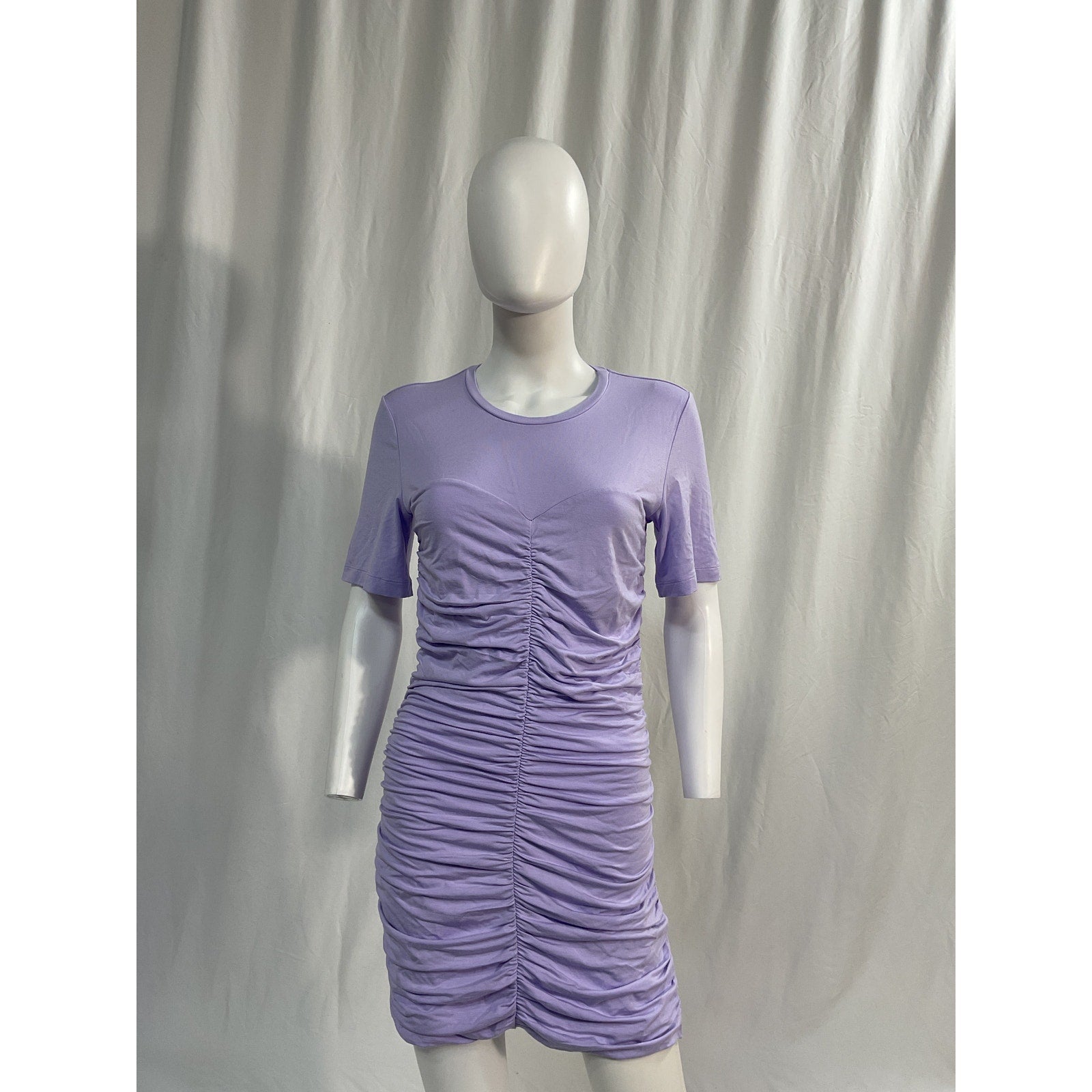 Simkhai 'Jaslene' Purple Clean Stretch Jersey Twist Front Short Sleeve Dress Size M - NWT