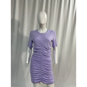 Simkhai 'Jaslene' Purple Clean Stretch Jersey Twist Front Short Sleeve Dress Size M - NWT