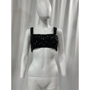 Nookie 'Luma' Black Sequin Crop Top Size S